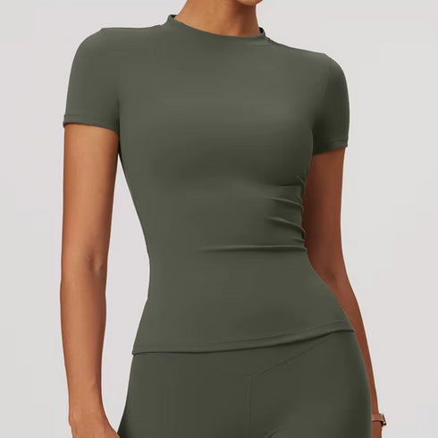 Women's Crew Neck Short Sleeve Shirt – Form Fitting Athletic Blend Fabric